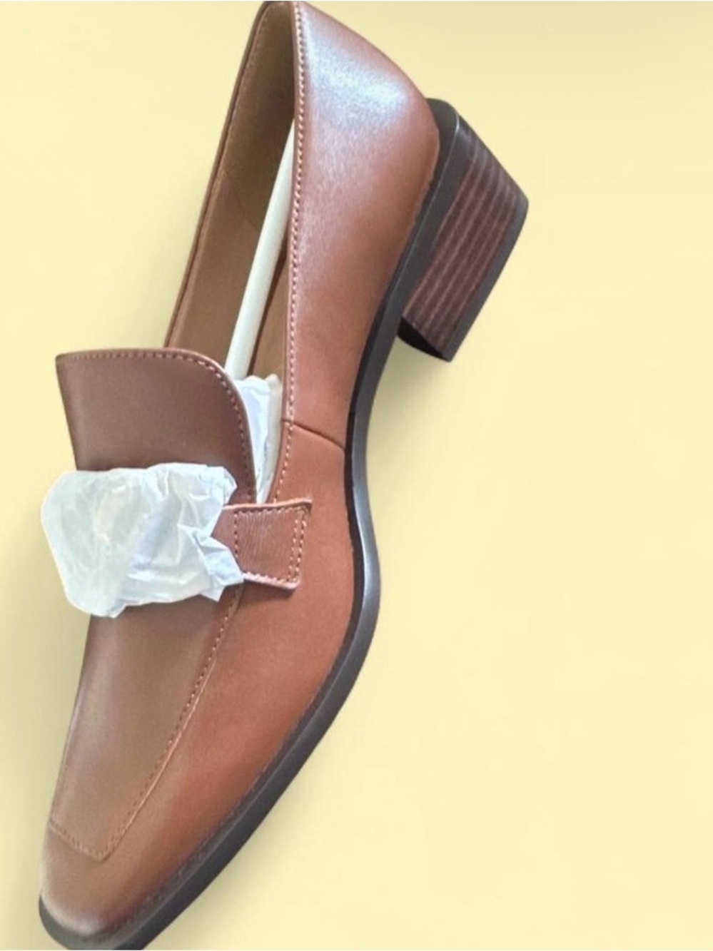 L. Paolo Classic Brown Leather Block-Heel Loafers for Women size 6